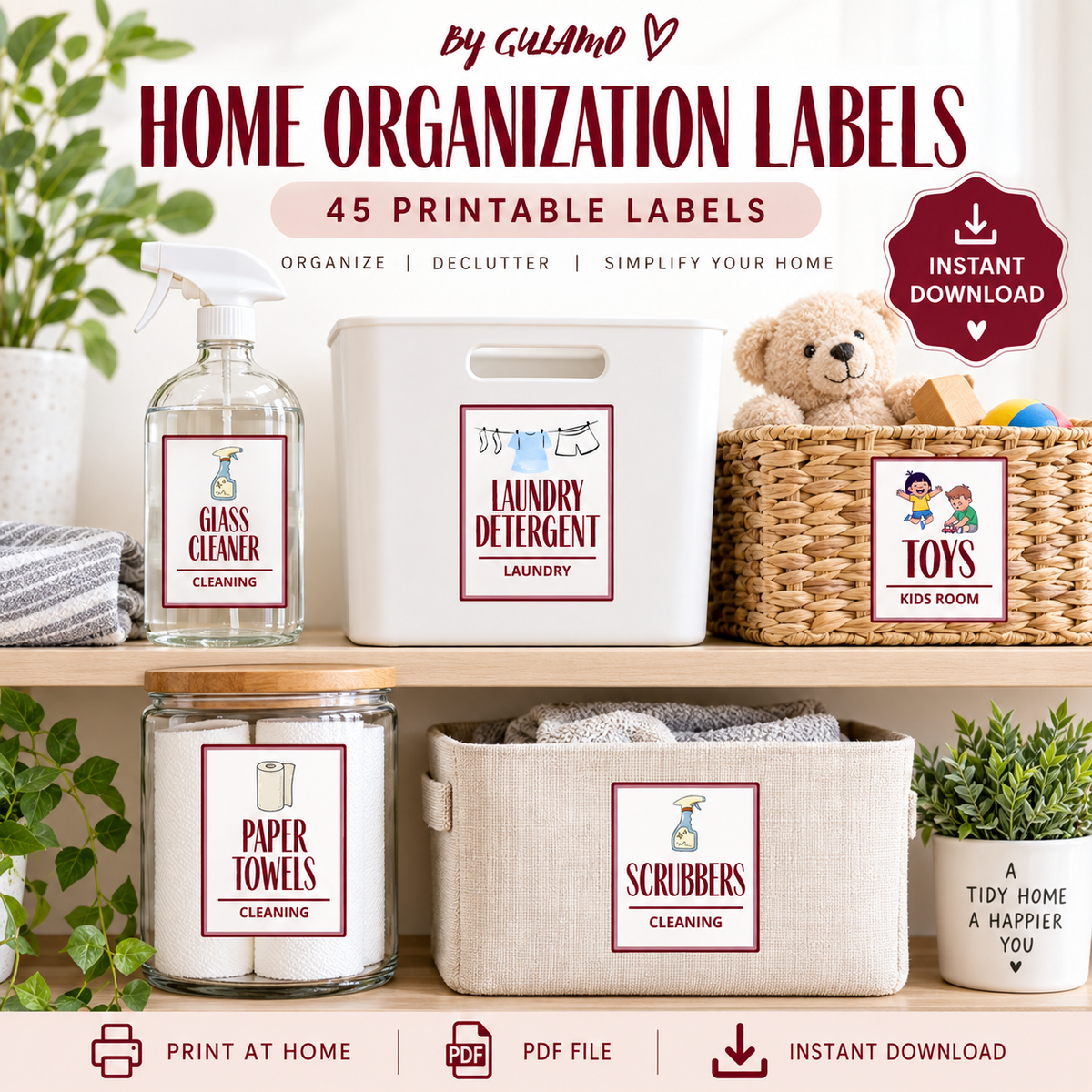 Home Organization Labels — 45 Printable Labels